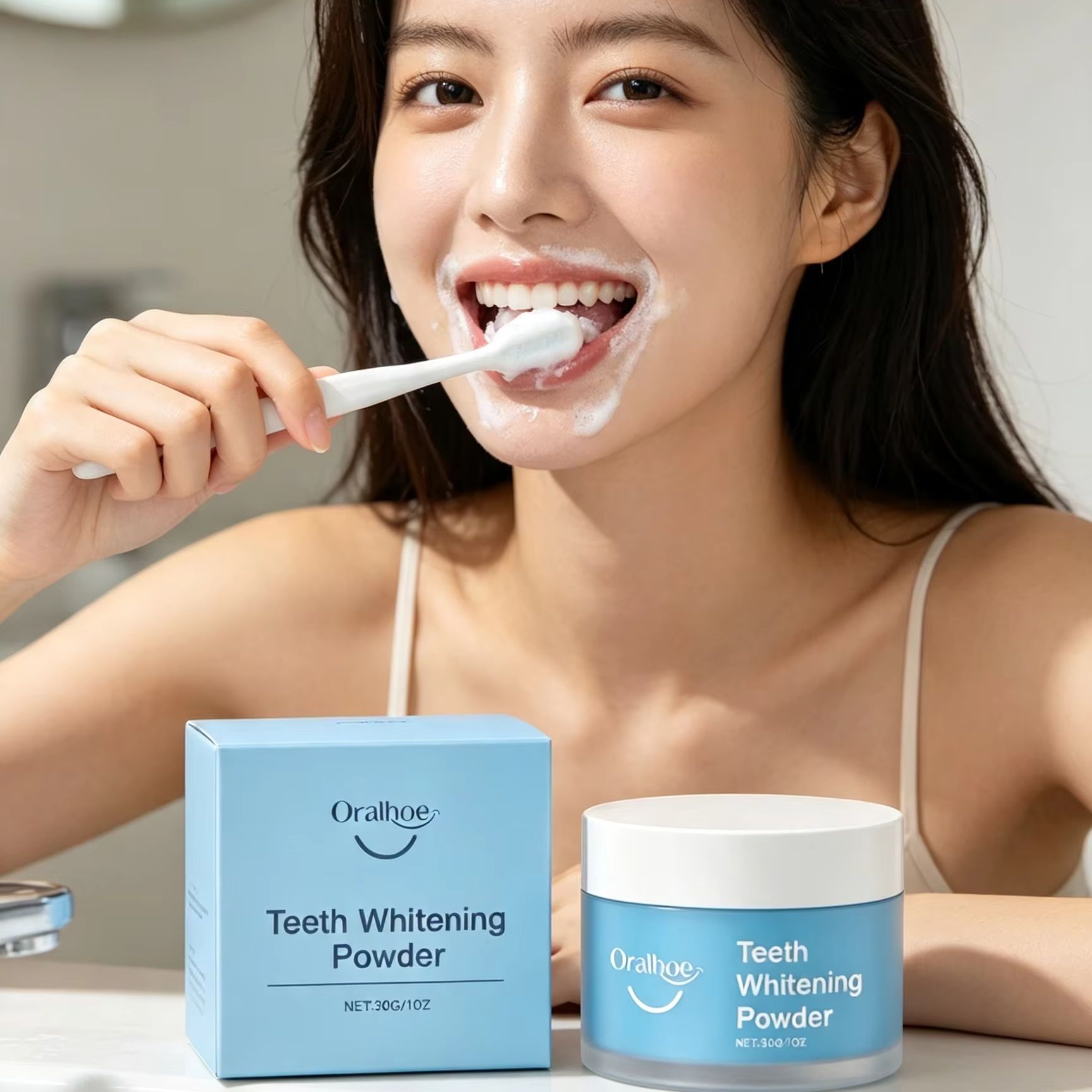 Teeth Whitening Results - Poudre dentaire Oralhoe pour le brossage