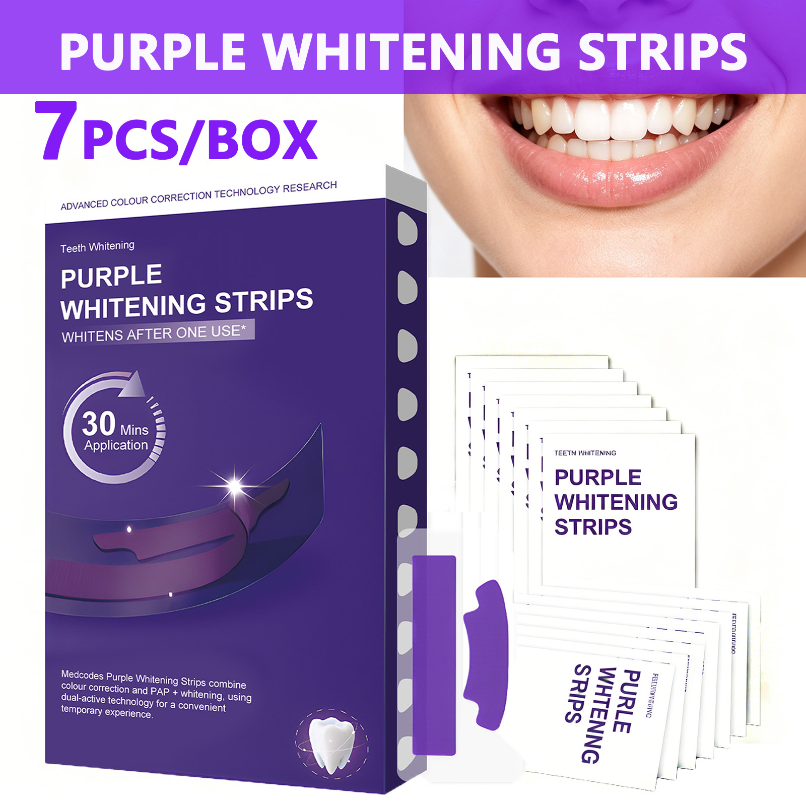 Teeth Whitening Quick - Bandes blanchissantes pour les dents violettes